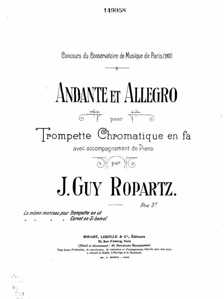 Andante Et Allegro - Joseph Guy Ropartz TRP e PN | PDF