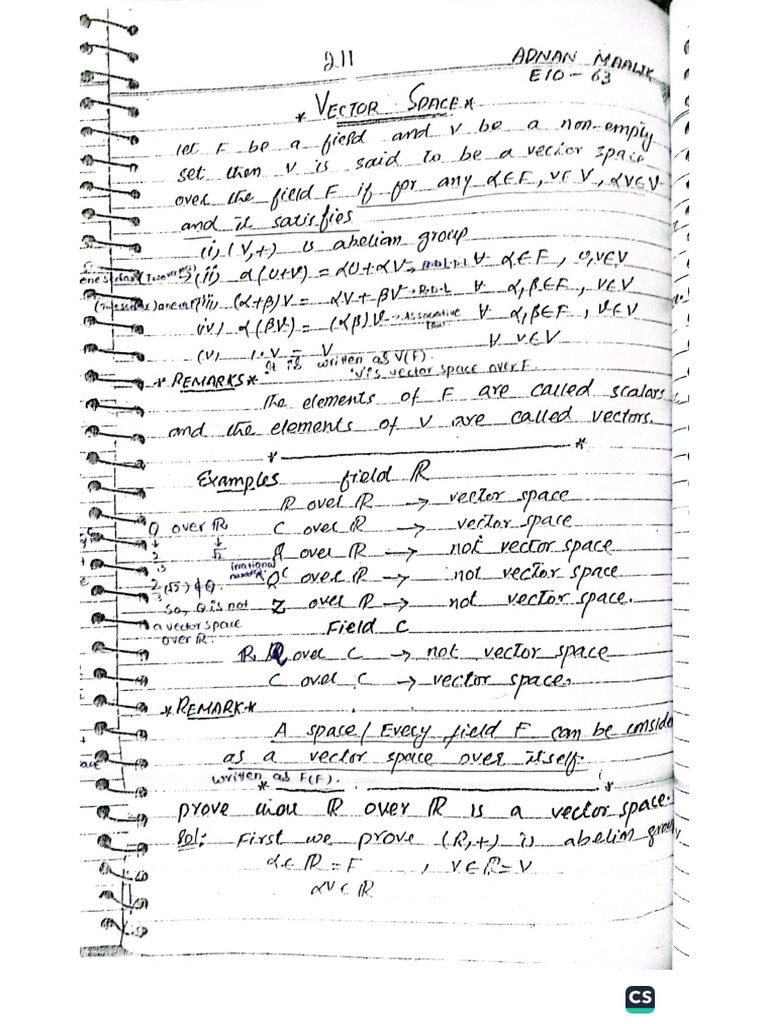 Vector Spaces Pdf