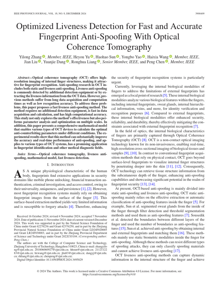 Optimized Liveness Detection For Fast and Accurate Fingerprint Anti ...