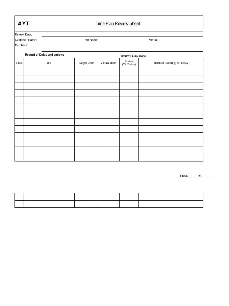 NPD-008 Time Plan Review Sheet | PDF