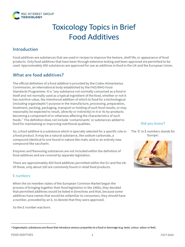 Understanding Food Additives and Their Uses | PDF | Food Science ...