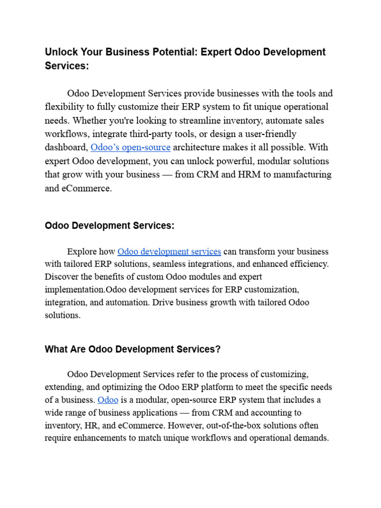 Odoo Development Services | PDF | Enterprise Resource Planning ...
