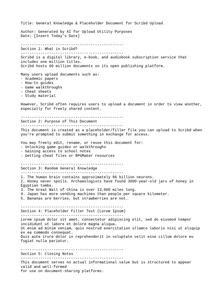 Scribd Placeholder Document Guide | PDF