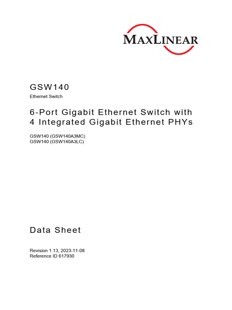 GSW140 Ethernet Switch Data Sheet | PDF | Computer Networking ...