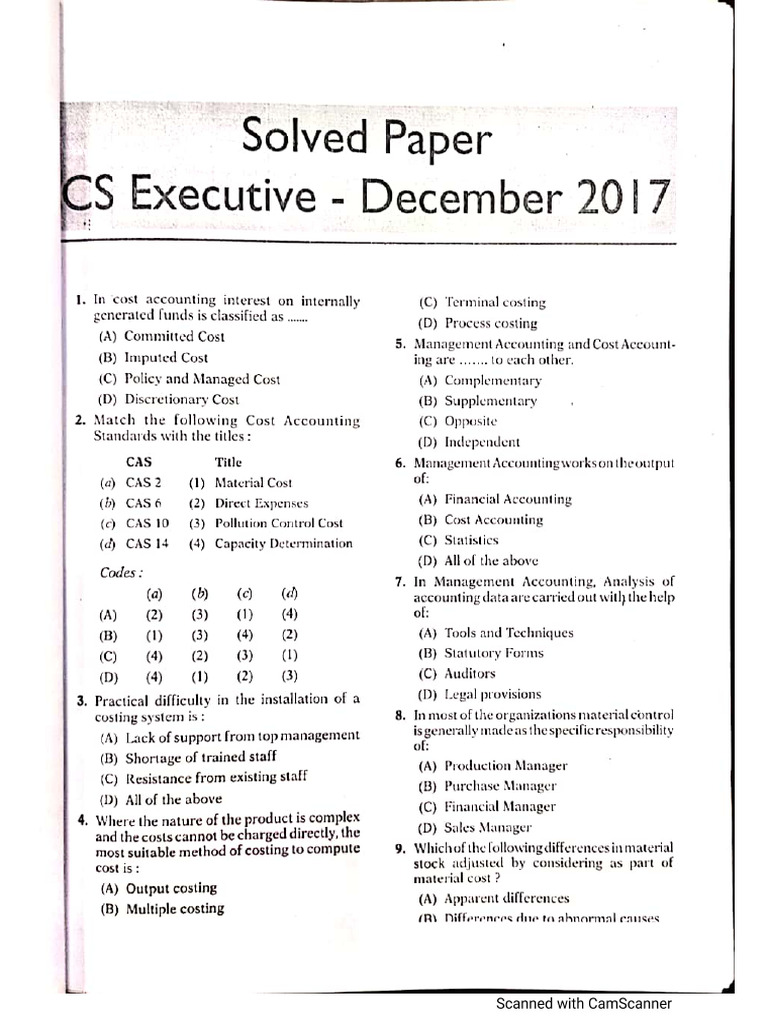 Solved Paper CS Executive-December 2017 | PDF