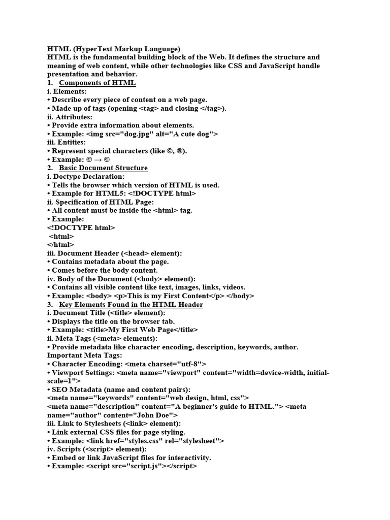 Introduction to HTML Structure and Elements | PDF | Html | World Wide Web