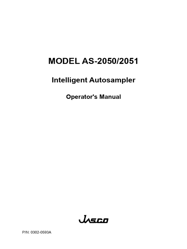 AS-2050/2051 Intelligent Autosampler Manual | PDF | Syringe ...