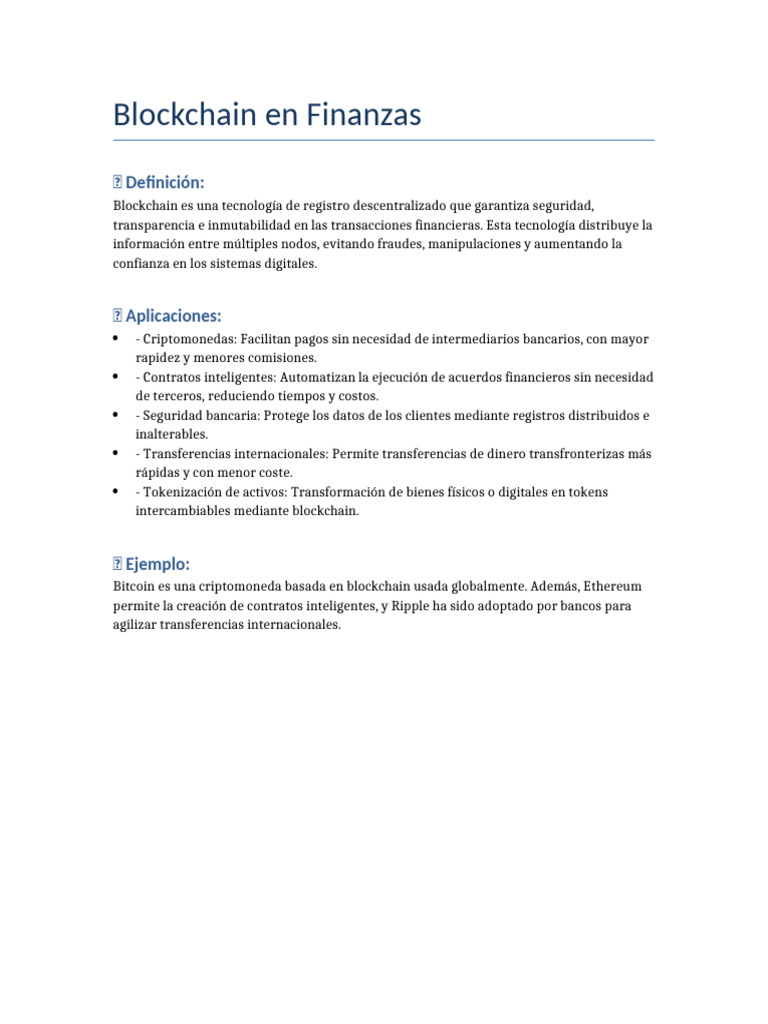 Blockchain en Finanzas (Complementado) | PDF