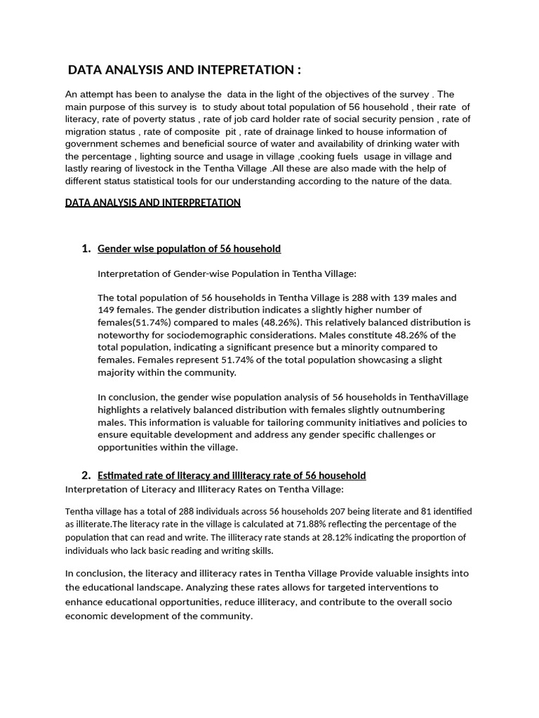 Tentha Village Household Data Analysis | PDF | Literacy | Agriculture