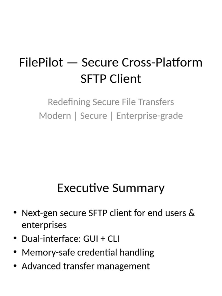 FilePilot: Next-Gen Secure SFTP Client | PDF | Command Line Interface ...