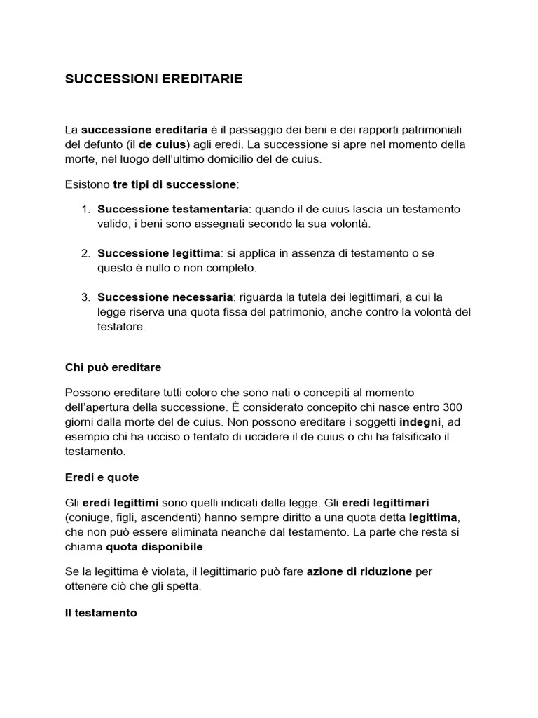 La Successione Ereditaria | PDF
