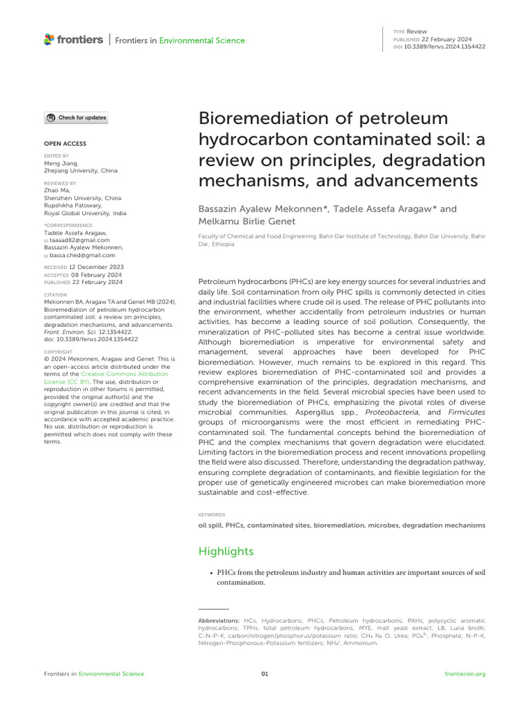 Bioremediation of Petroleum Contaminated Soil | PDF | Soil ...