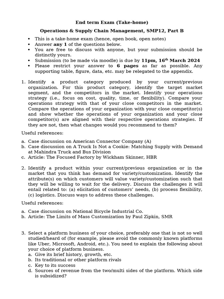 SMP-OSM BL-12 Assignment - B Questions | PDF | Marketing | Economies