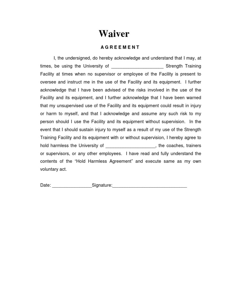 Sample Forms - Waiver.rules - inj.EPA | PDF | Strength Training ...
