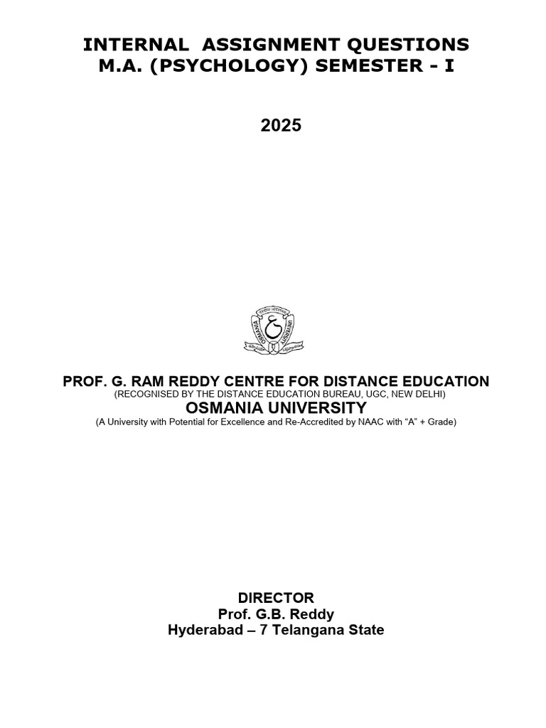 MA Psychology Semester I Assignments 2025 | PDF | Psychology ...