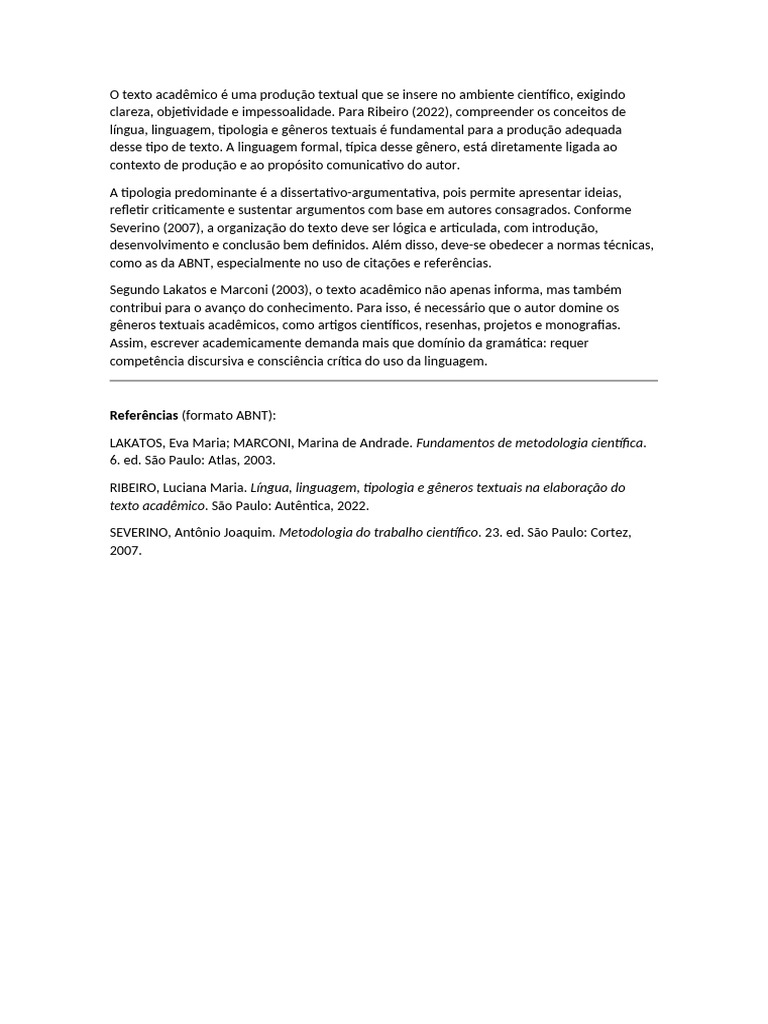 Produção de Texto Acadêmico: Tipos e Normas | PDF