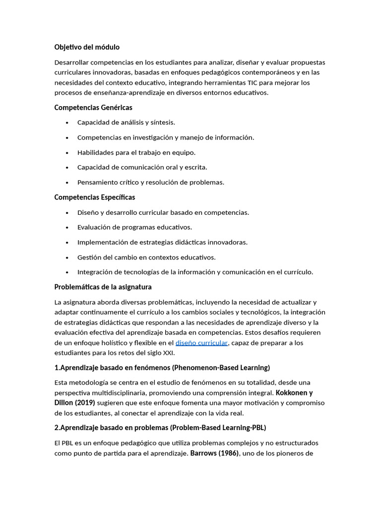 Diseño Curricular Innovador y TIC | PDF | Plan de estudios | Evaluación