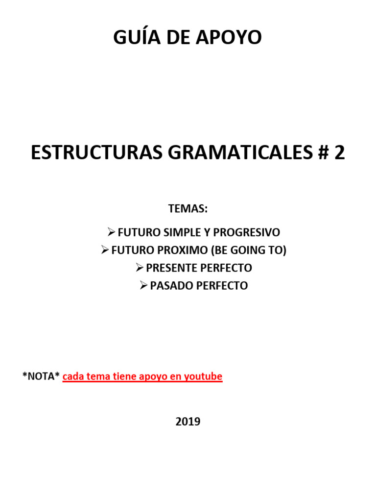 GUIA DE APOYO 2 Estructuras Gramaticales | PDF