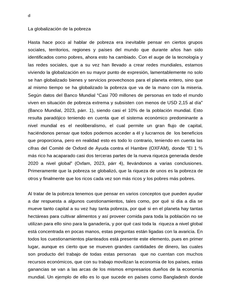 La Globalización de La Pobreza | PDF | Pobreza | Pobreza e indigencia