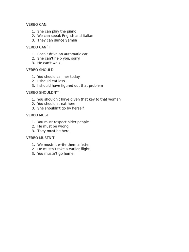 Understanding Modal Verbs: Can, Should, Must | PDF
