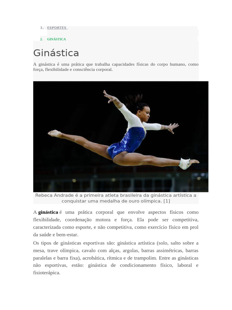 Tipos de Ginástica: Modalidades e Características | PDF | Ginástica ...