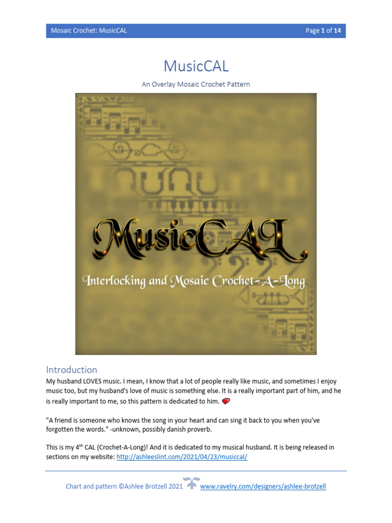 Mosaic Crochet MusicCAL Pattern | PDF | Crochet | Crafts