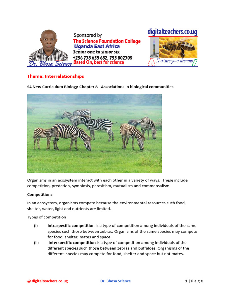 Ecosystem Interrelationships in Biology | PDF | Predation | Parasitism