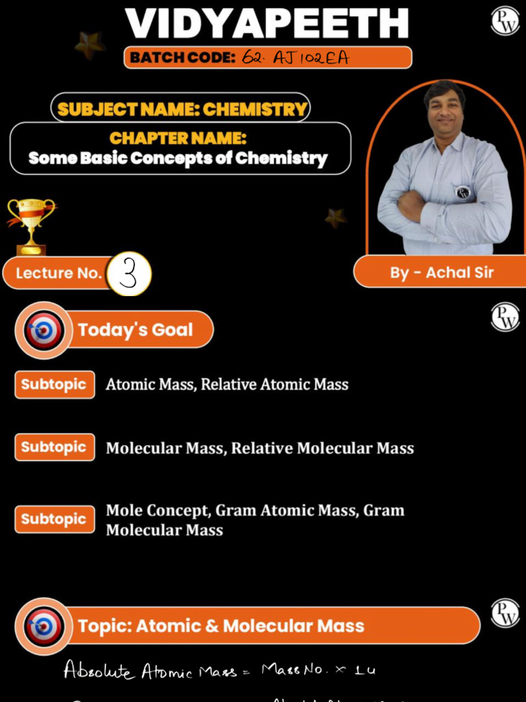 Some Basic Concepts of Chemistry - 03 - Class Notes - 62-AJ102EA 2025 | PDF