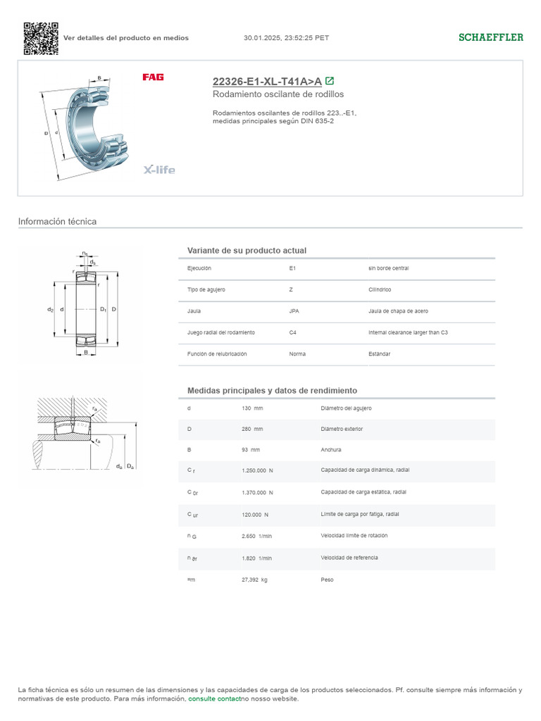 22326-E1-XL-T41A A: Rodamiento Oscilante de Rodillos | PDF | Ciencia de ...