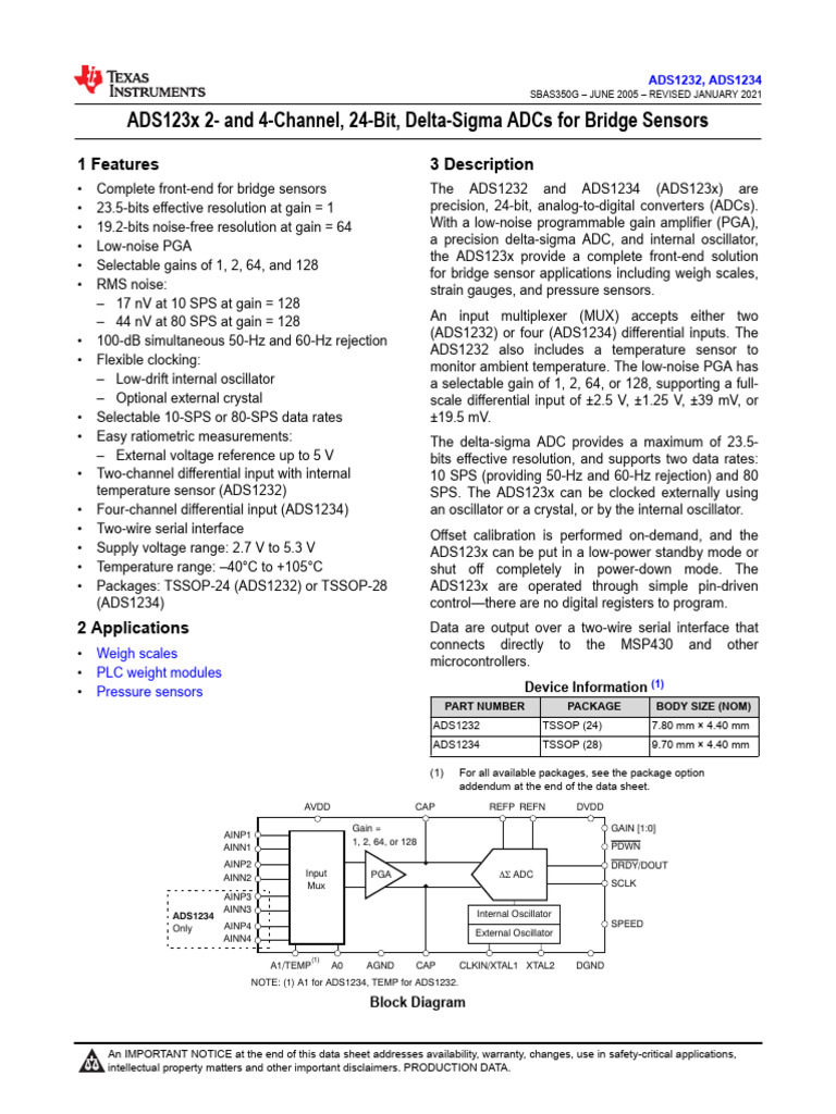 Ads 1232 | PDF | Electrostatic Discharge | Analog To Digital Converter