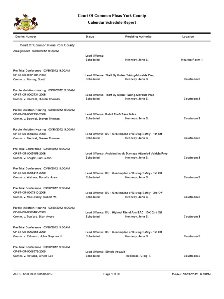 york-county-court-schedule-for-march-30-pdf-driving-under-the-influence-arraignment