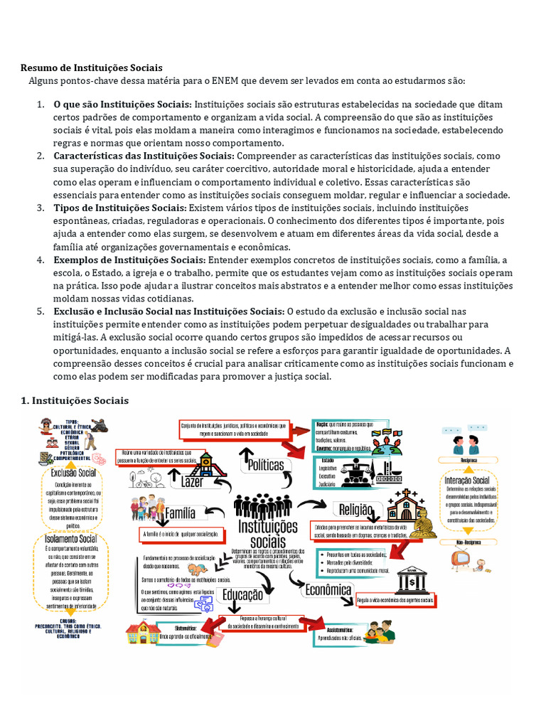 Entendendo Instituições Sociais: Conceitos e Tipos | PDF | Sociologia ...