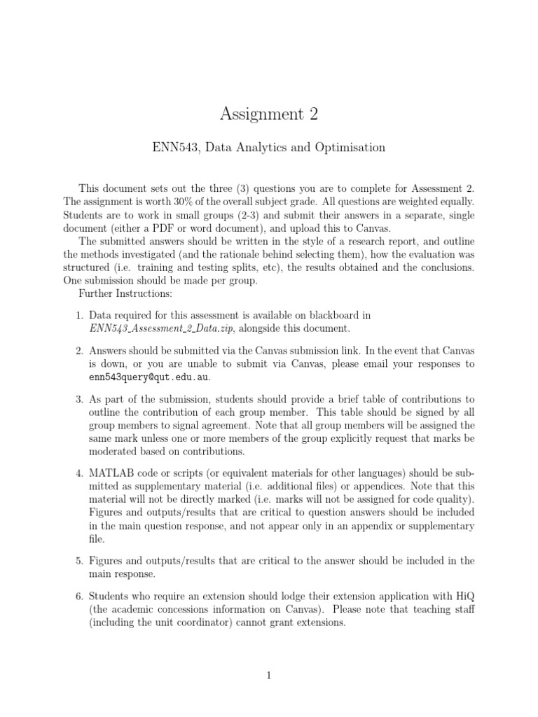 ENN543 Assignment 2: Data Analysis Tasks | PDF | Sensitivity And ...