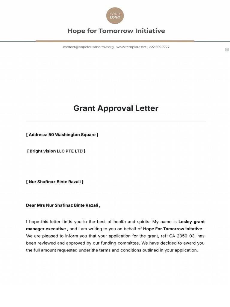 Grant Approval Letter | PDF