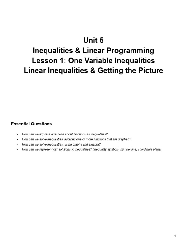 One Variable Inequalities Guide | PDF | Quadratic Equation | Equations