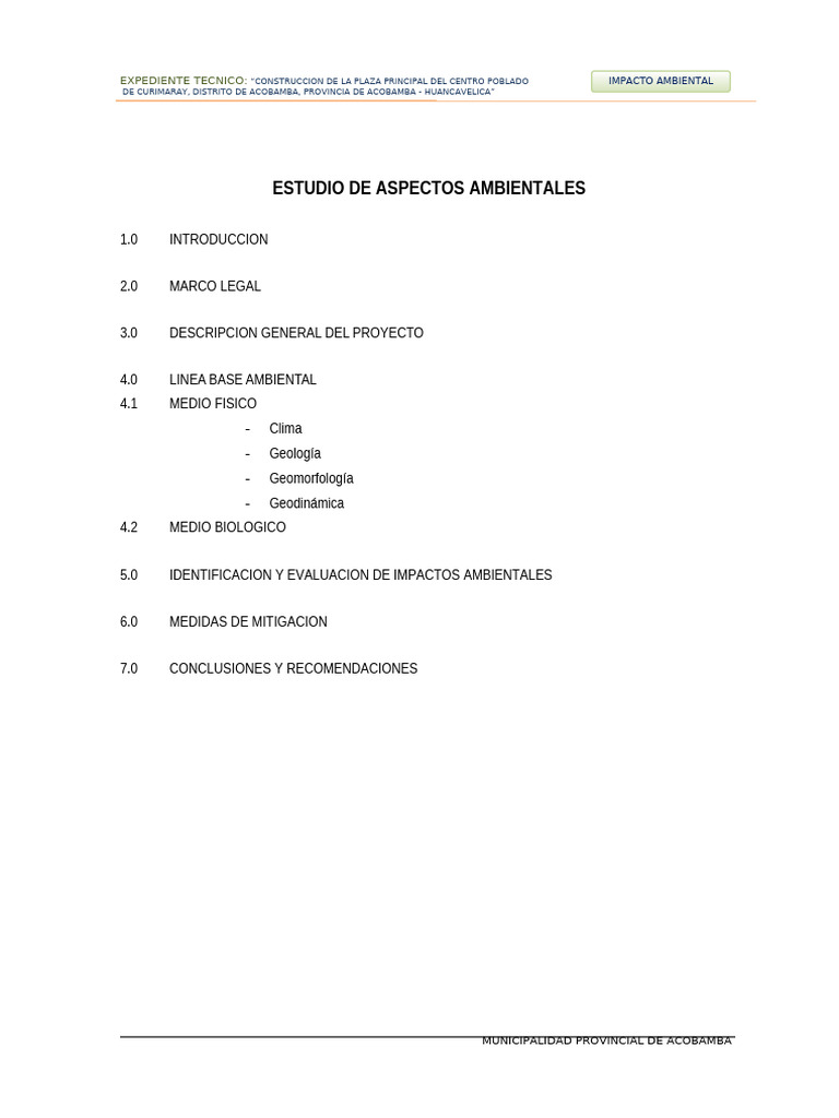 Estudio de Impacto Ambiental | PDF | Entorno natural | Gobierno local