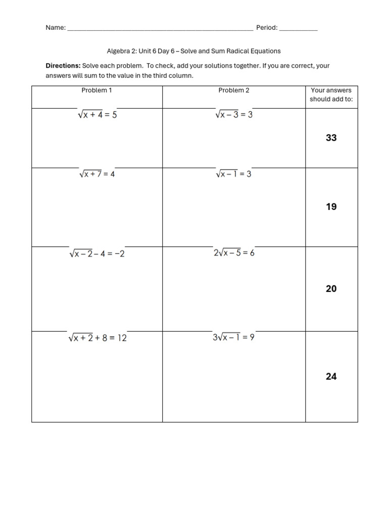 U6D6 Solve and Sum Rational Equations 1 | PDF
