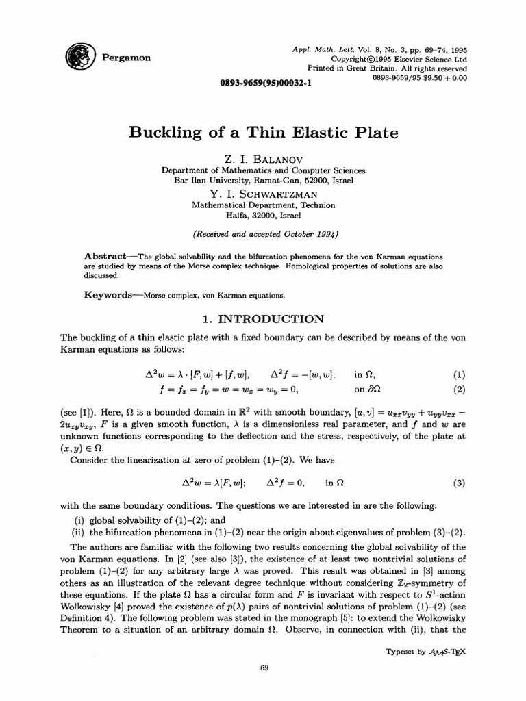 Buckling of A Thin Elastic Plate | PDF | Hilbert Space | Field ...