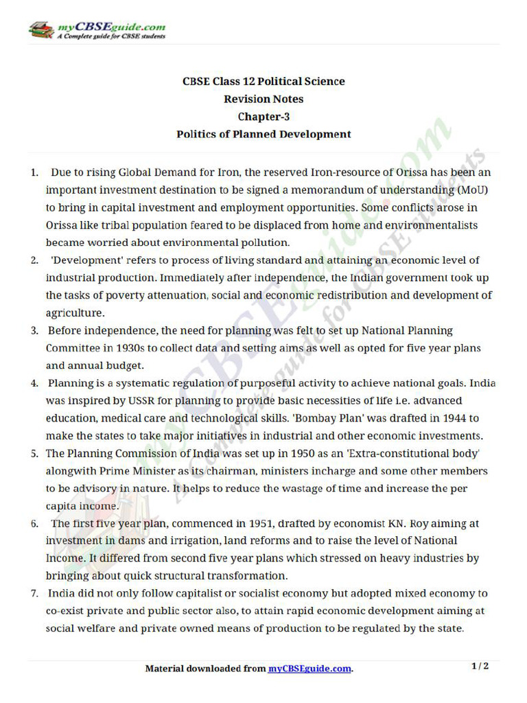 12 Pol Science Notes b2 Ch3 | PDF