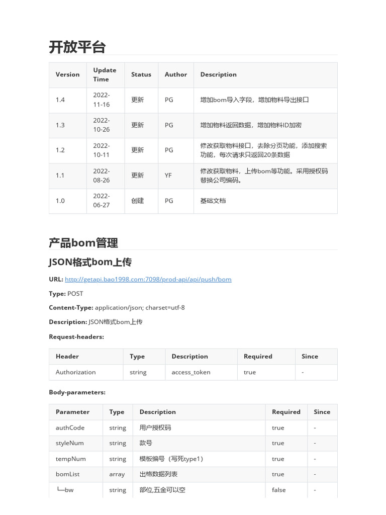 开放平台API文档 | PDF