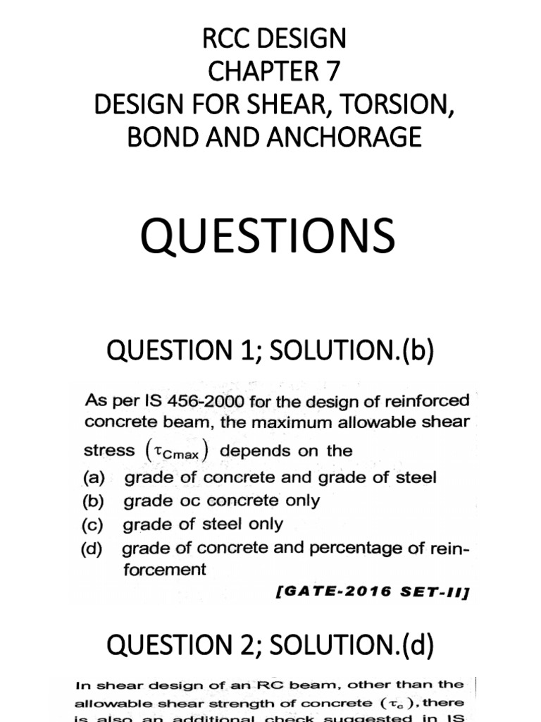 RCC Design Ch7 Design For Shear, Torsion, Bond and Anchorage | PDF