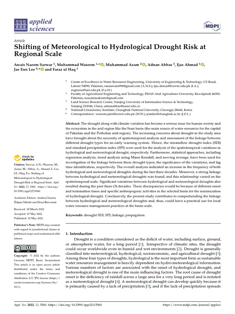 Meteorological to Hydrological Drought Risk | PDF | Drought | Hydrology