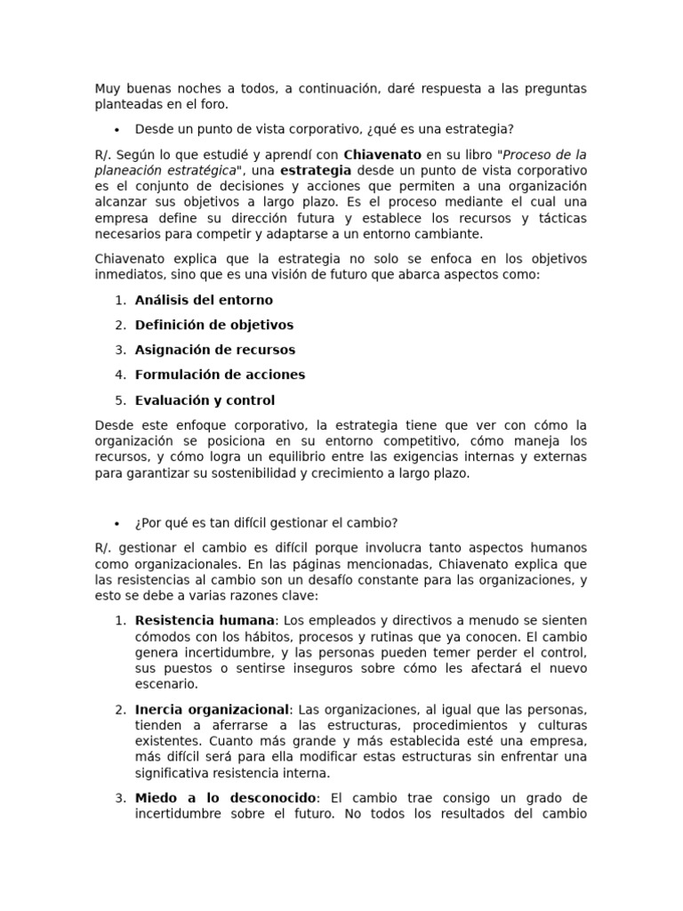 Foro Semana 2 Liderazgo para El Cambio | PDF | Análisis FODA | Business