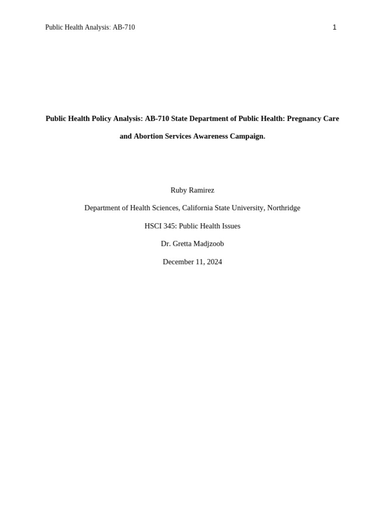Public Health Final Paper-2 | PDF | Abortion | Birth Control