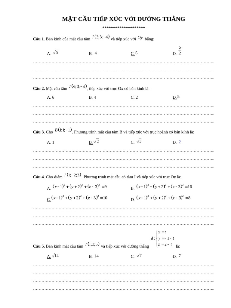 Mat Cau Tiep Xuc Voi Duong Thang | PDF