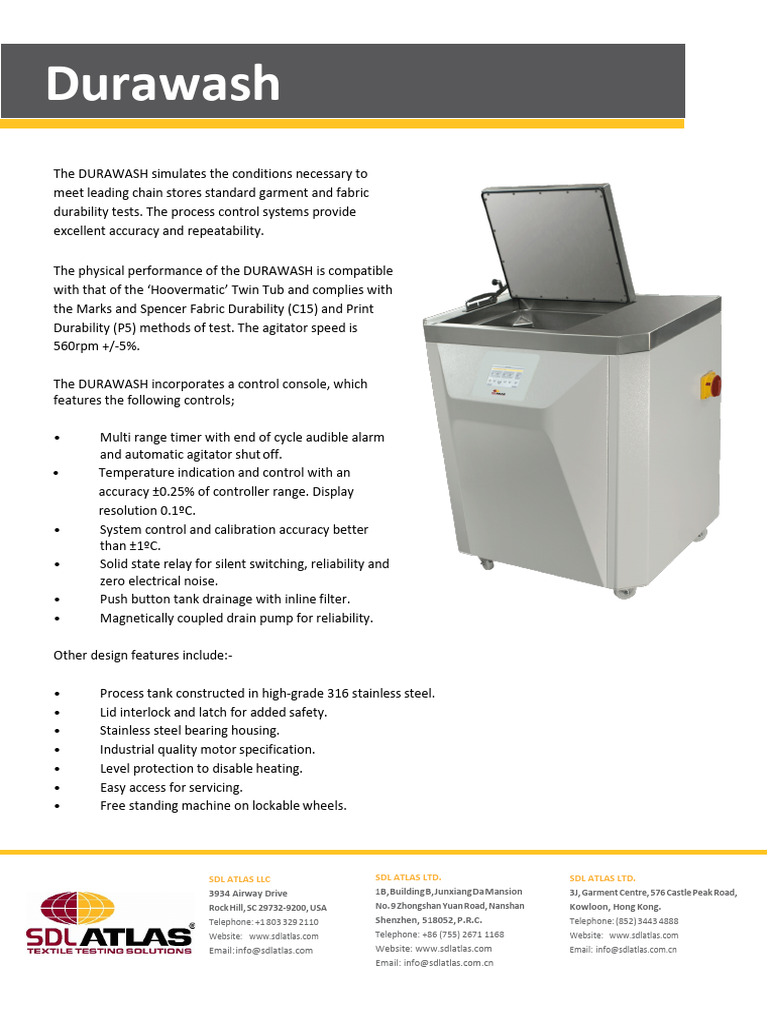 Durawash Washing Machine Overview | PDF