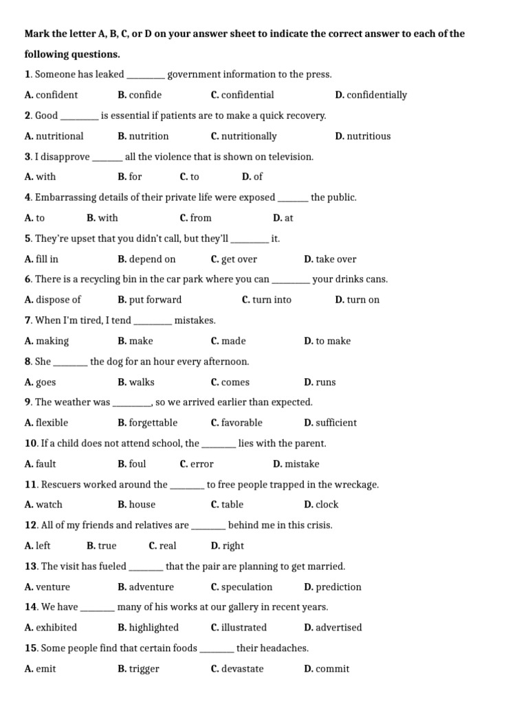English Multiple Choice Test | PDF