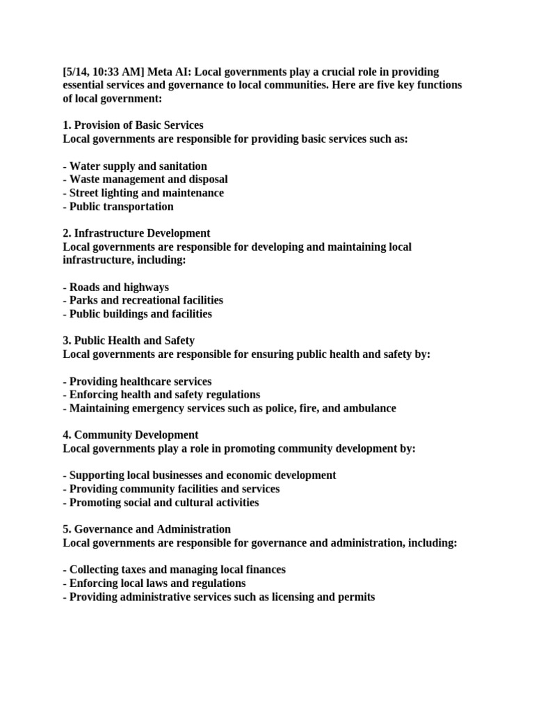 Key Functions and Revenue of Local Governments | PDF | Taxes ...