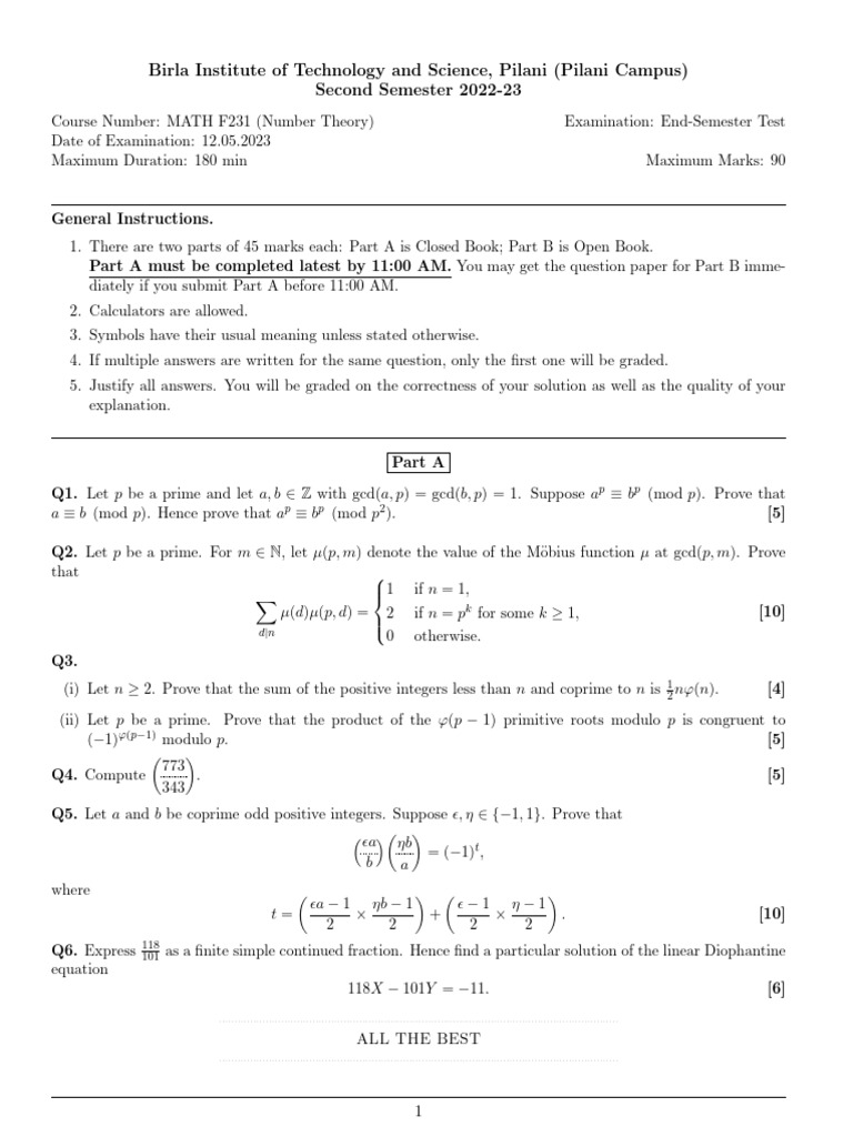 1155 MATH F231 20230530110947 Comprehensive Exam Question Paper | PDF ...