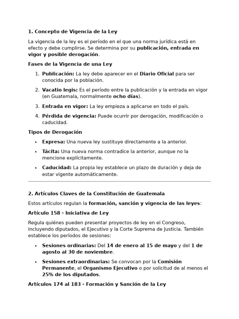 Vigencia de la Ley en Guatemala | PDF | Ejecutivo (gobierno) | Constitución
